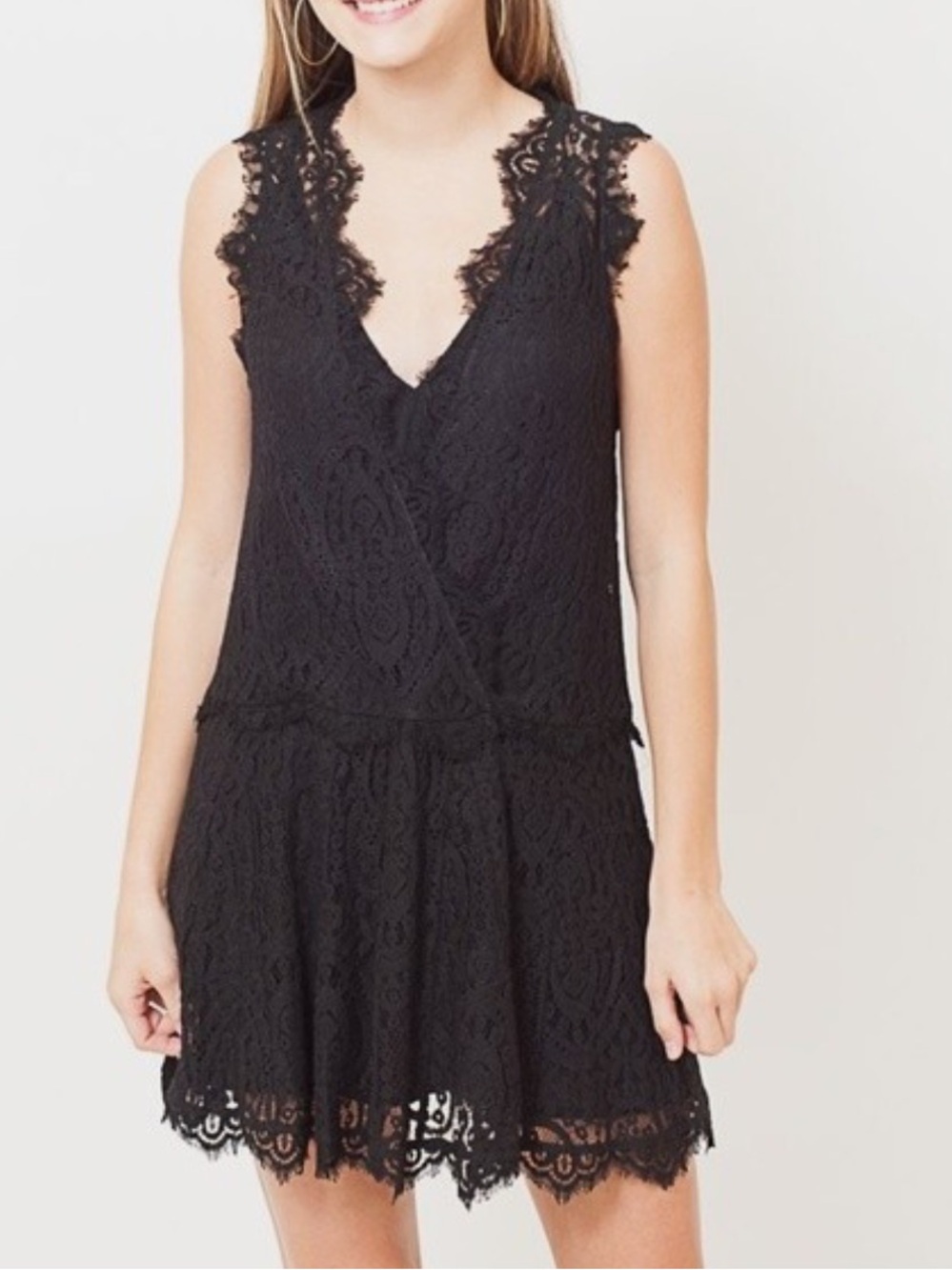 Free People Heart In Two Lace Mini Dress Black - Small